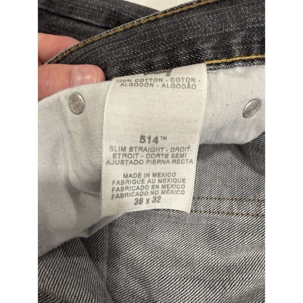 Levi's 514 Men's Slim Straight Jeans 38x32 Dark Grey Wash - Picture 4 of 7